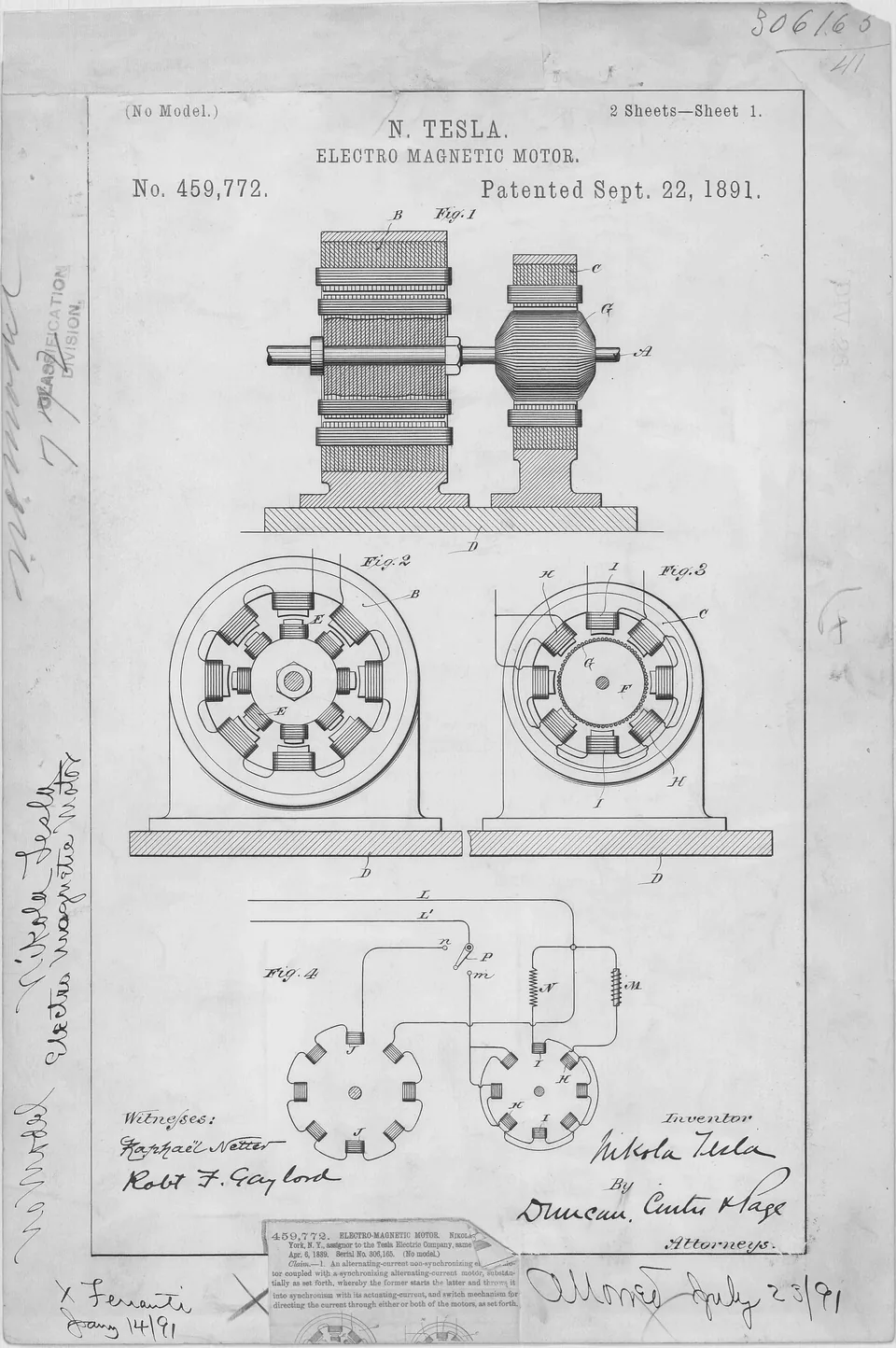 Tesla patent drawing: an invention claimed and structured as property
